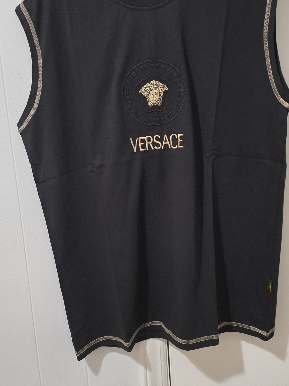 Versace Black Medusa Logo Sleeveless Top